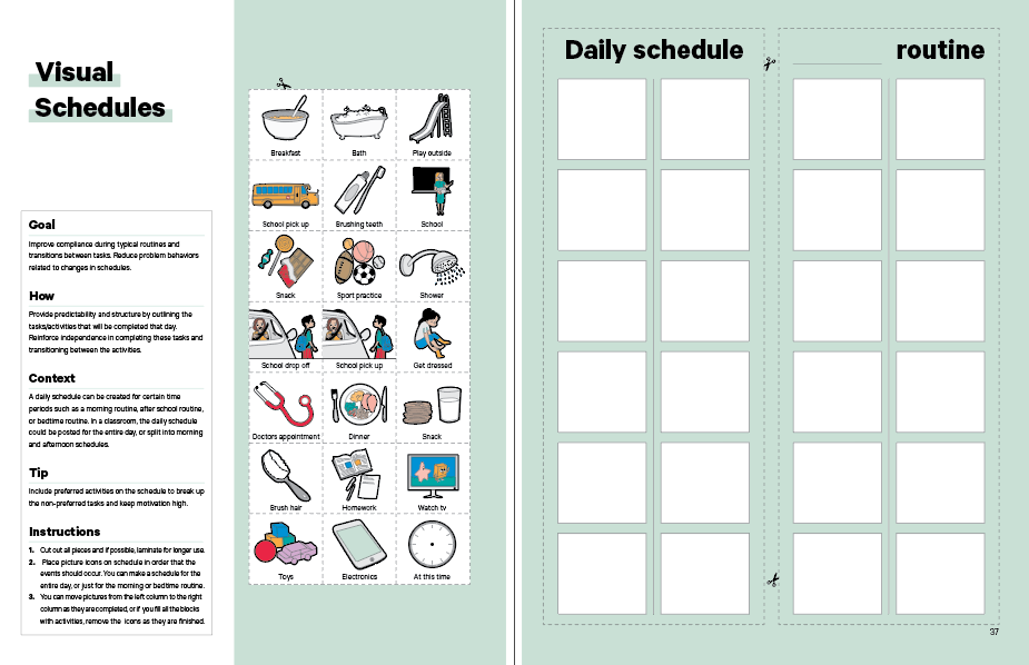 Visual Daily Schedule ABA Tool in the Book in the Book TeleHelp with ABA Visualized - A Visual Telehealth Guidebook for BCBAs