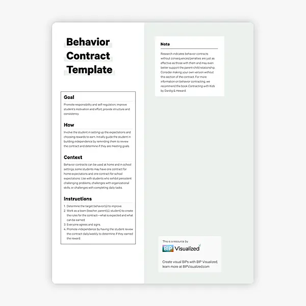 Behavior Contract Template resource preview