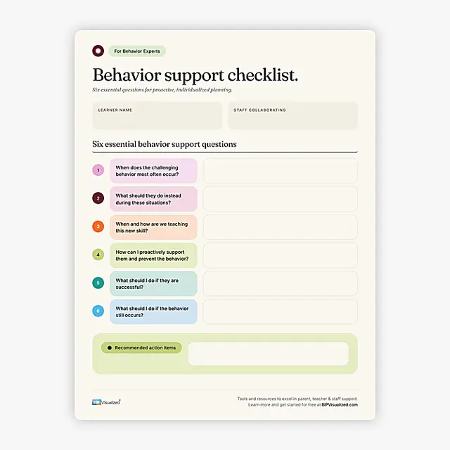 Behavior Support Checklist resource preview