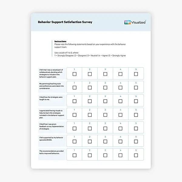 Behavior Support Satisfaction Survey resource preview