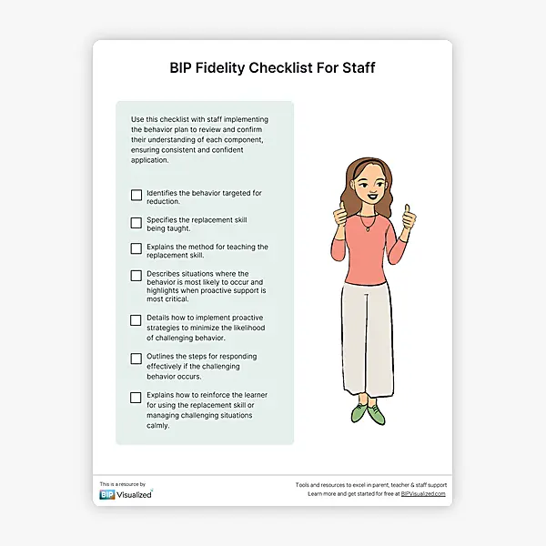 BIP Fidelity Checklist for Staff resource preview