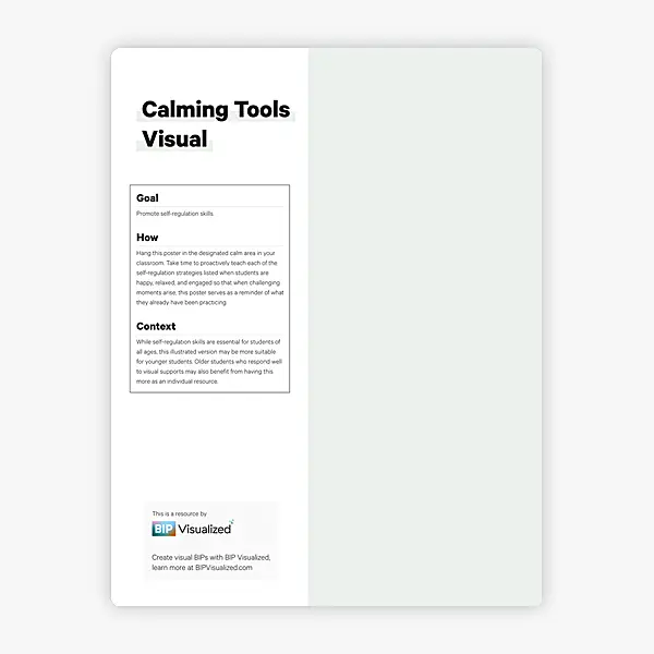 Calming Tools Visual Poster resource preview