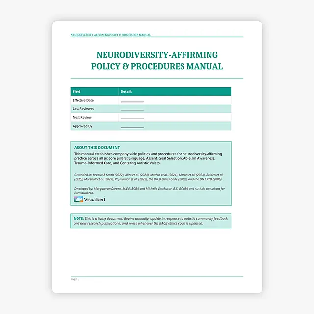Neurodiversity-Affirming Policy & Procedures Manual resource preview