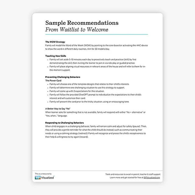 Sample Recommendations From Waitlist to Welcome resource preview