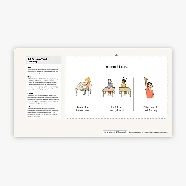 Self-Advocacy Visual: I need help resource preview