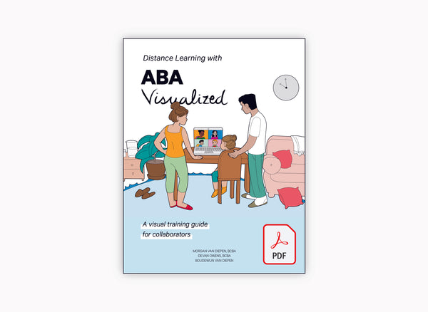 The cover of Distance Learning from ABA Visualized. A visual training guide for collaborators. Online teaching 